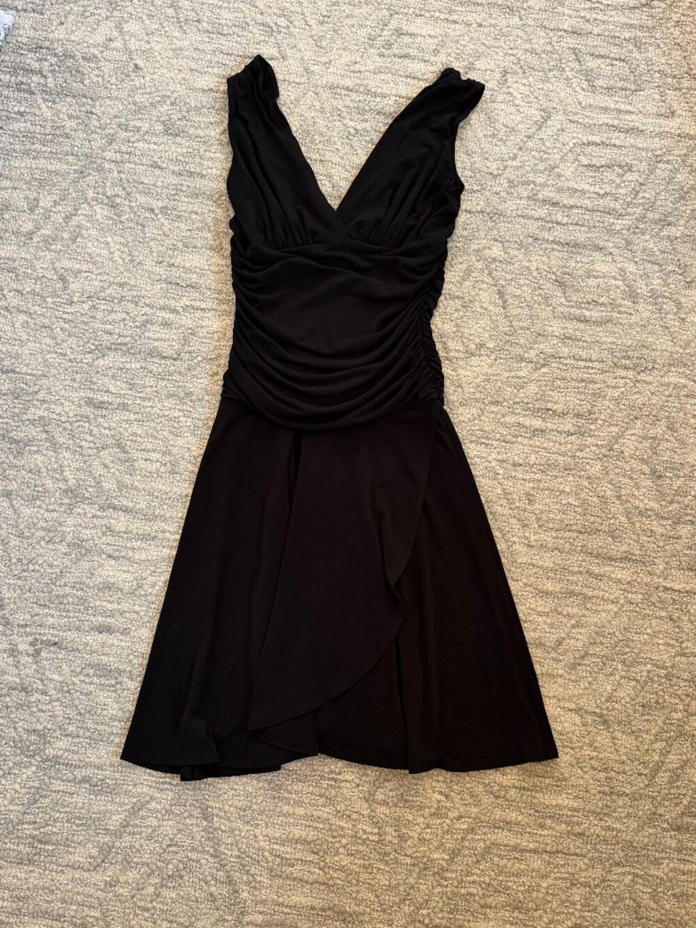 Vintage Arden B Black Ruched Jersey Midi Dress Size M